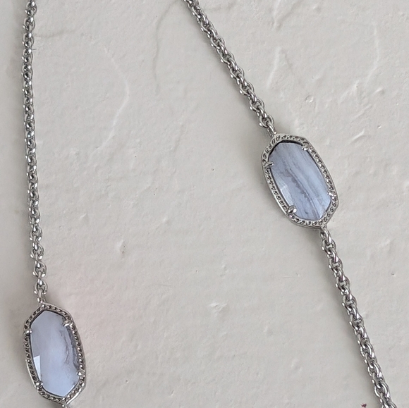 Rare Kendra Scott Blue Lace Agate Kellie Long Necklace - Picture 4 of 5